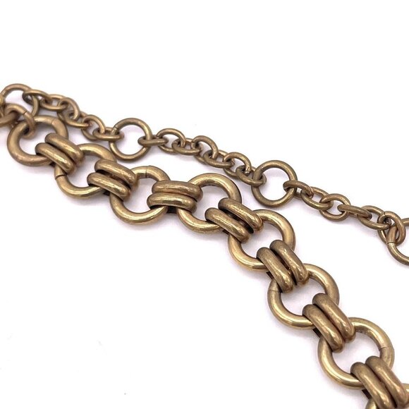 J. Crew Link Chain Chunky Bib Rhinestone Necklace Gold Tone Spring Ring 20" - Picture 5 of 5